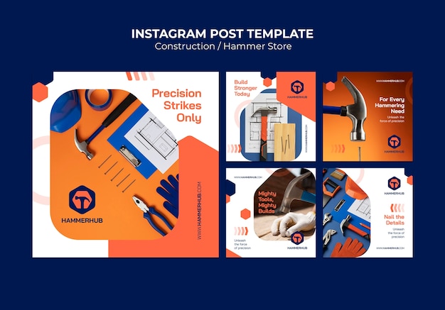 PSD gratuit les posts d'instagram du projet de construction