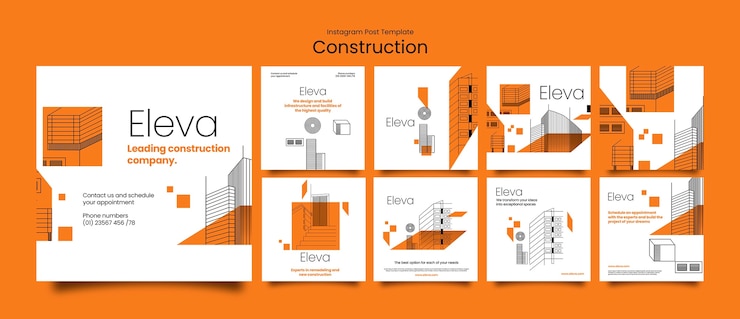 PSD gratuit les posts d'instagram du projet de construction