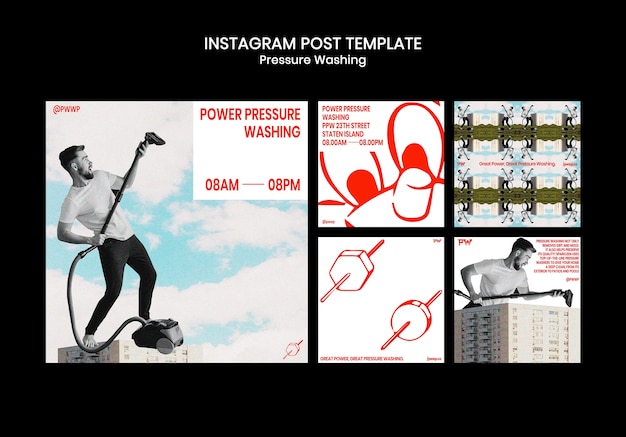 PSD gratuit posts sur instagram du service de lavage sous pression