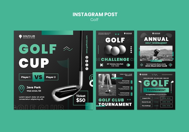 PSD gratuit posts sur instagram du tournoi de golf