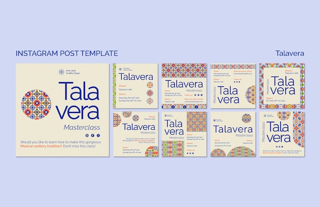 PSD gratuit les posts d'instagram de l'événement flat design talavera