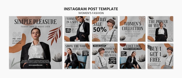 PSD gratuit posts instagram de mode dessinés à la main