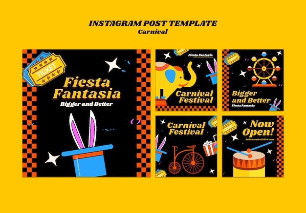 PSD gratuit des posts sur instagram pour la célébration du carnaval