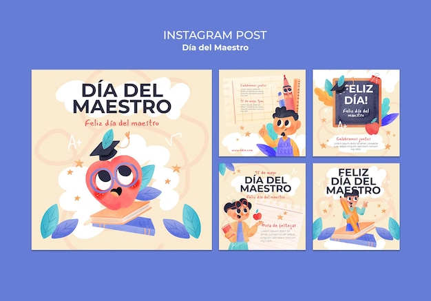 PSD gratuit des posts sur instagram pour la célébration du dia del maestro