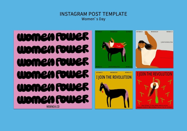 PSD gratuit posts sur instagram pour la célébration de la fête de la femme