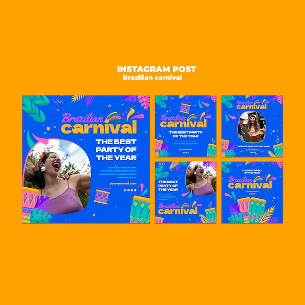 PSD gratuit des posts sur instagram pour célébrer le carnaval brésilien