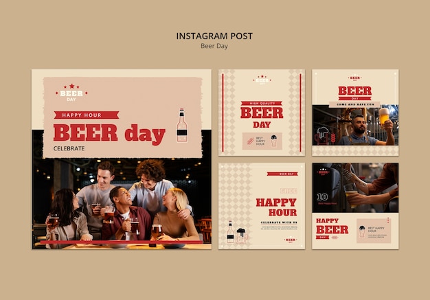 PSD gratuit des posts sur instagram pour célébrer la fête de la bière