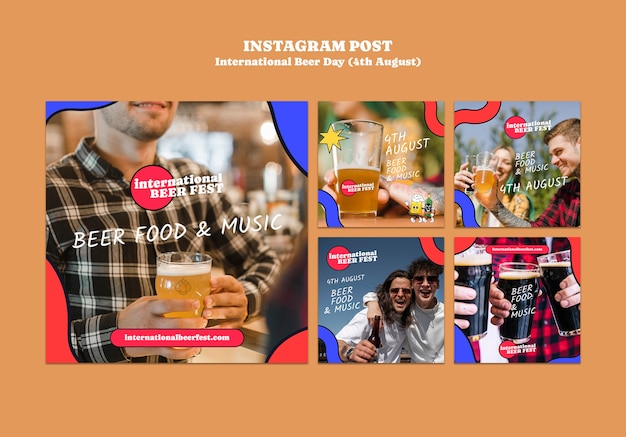 PSD gratuit des posts sur instagram pour la journée internationale de la bière