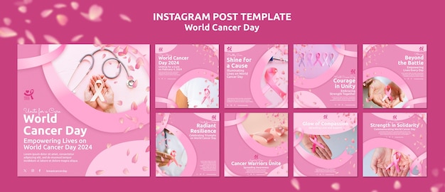 PSD gratuit posts sur instagram pour la journée mondiale du cancer