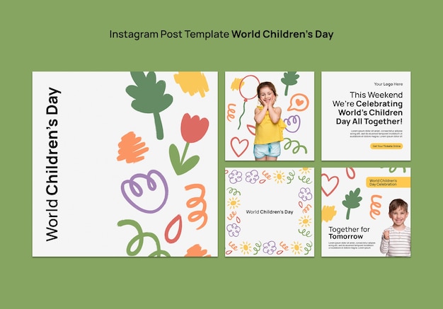 PSD gratuit posts sur instagram pour la journée mondiale de l'enfance