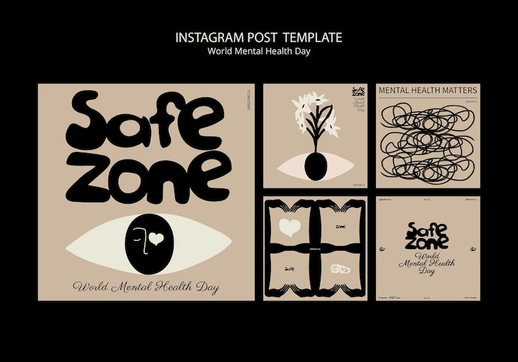 PSD gratuit posts sur instagram pour la journée mondiale de la santé mentale