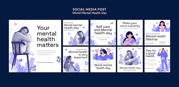 Posts sur Instagram pour la journée mondiale de la santé mentale