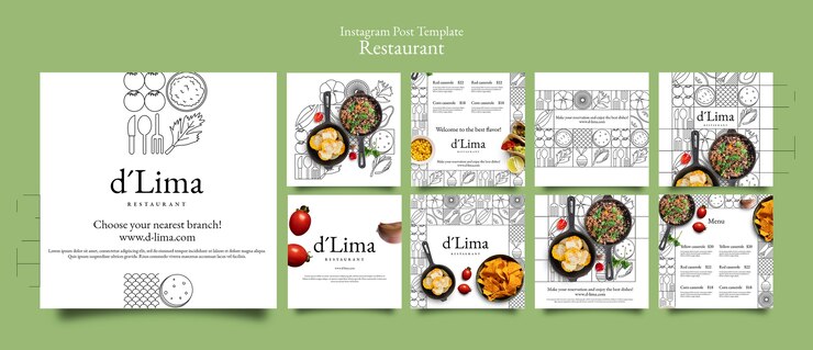 PSD gratuit des posts sur instagram de restaurants gastronomiques délicieux