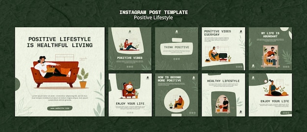 PSD gratuit des posts sur instagram sur le style de vie positif