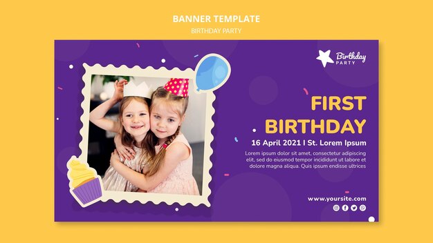 Premier modèle de bannière de fête d'anniversaire