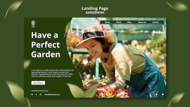 PSD gratuit prendre soin du modèle de page de destination des plantes