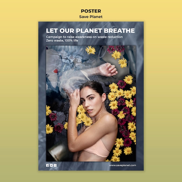 PSD gratuit prenez soin du modèle d'affiche de la terre