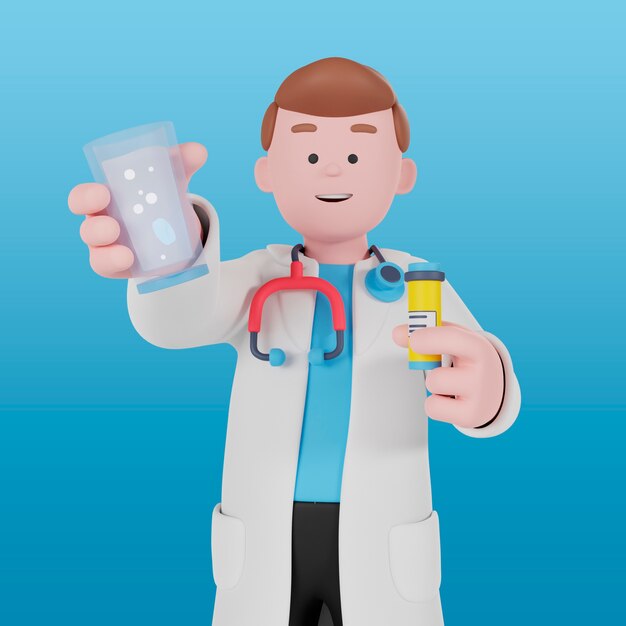 Professionnel de la santé posant avec une tasse
