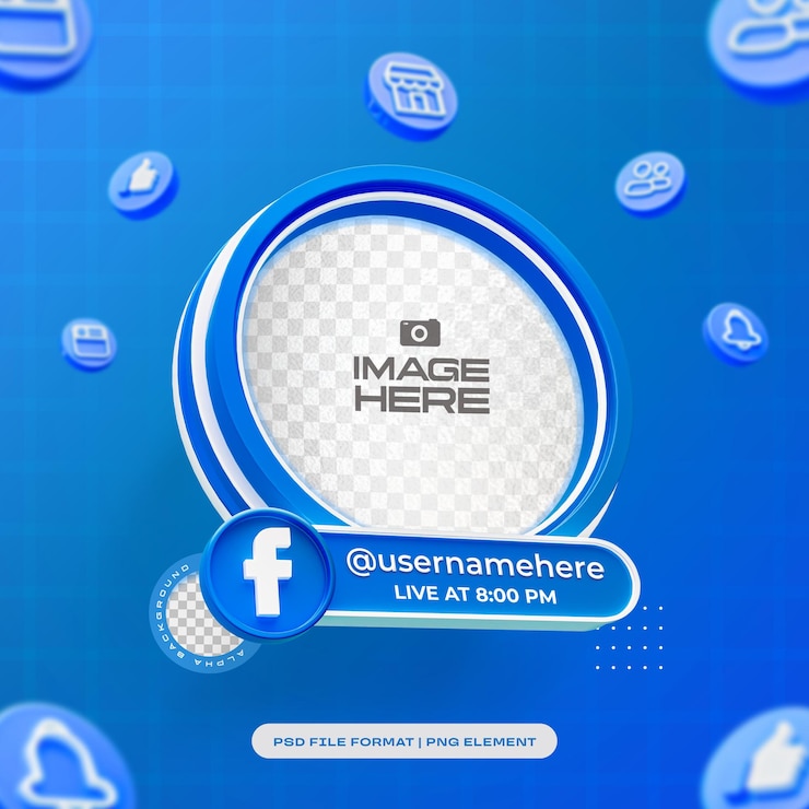 PSD gratuit profile social rond 3d pour facebook objet 3d isolé