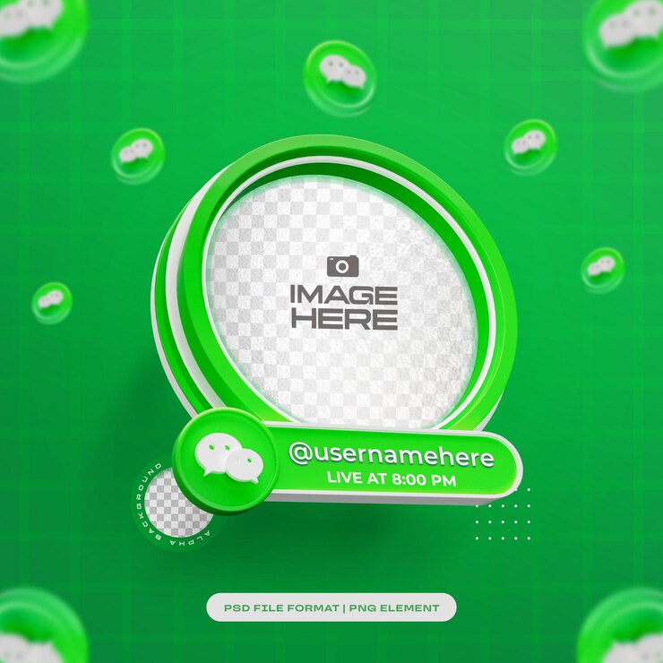 PSD gratuit profile social rond 3d pour wechat objet 3d isolé