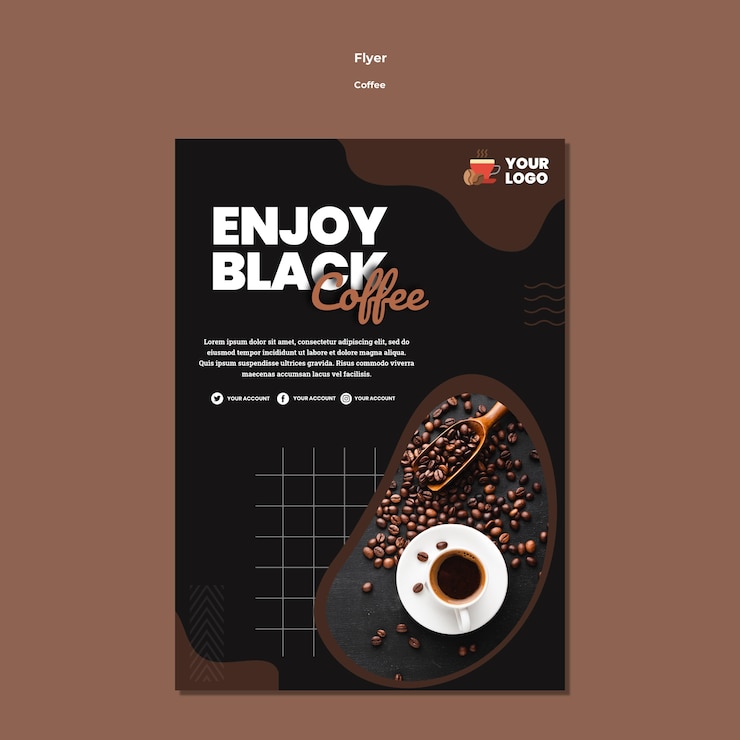 PSD gratuit profitez du modèle de flyer de café noir