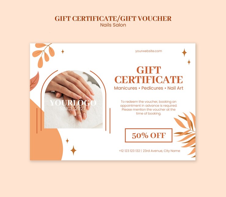 PSD gratuit projet de modèle de bon de salon d'ongles