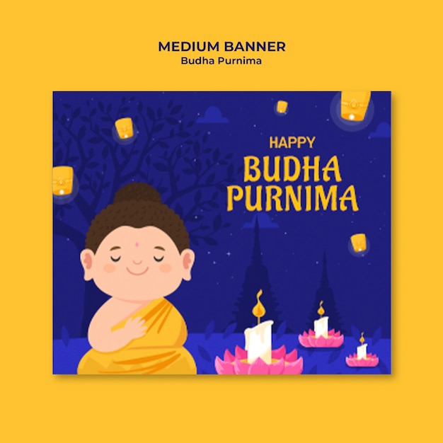 PSD gratuit projet de modèle de bouddha purnima