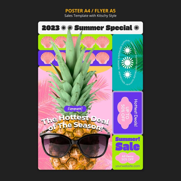 PSD gratuit projet de modèle de couleurs kitschy