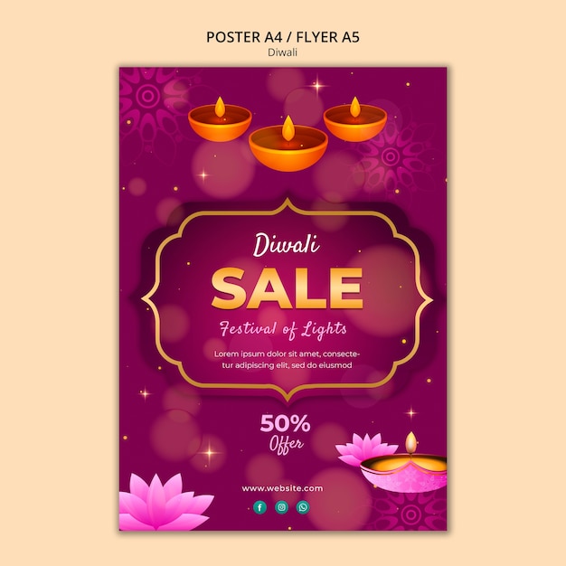 PSD gratuit projet de modèle de diwali en gradient