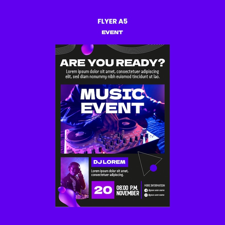 PSD gratuit projet de modèle de flyer d'événement musical