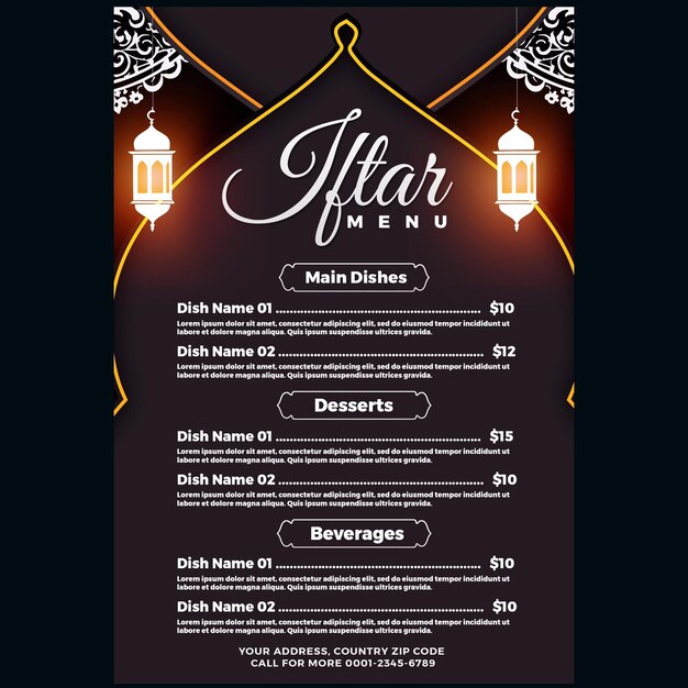Projet de modèle de menu Iftar