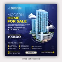 Propriété de maison immobilière instagram post ou modèle de bannière web carré