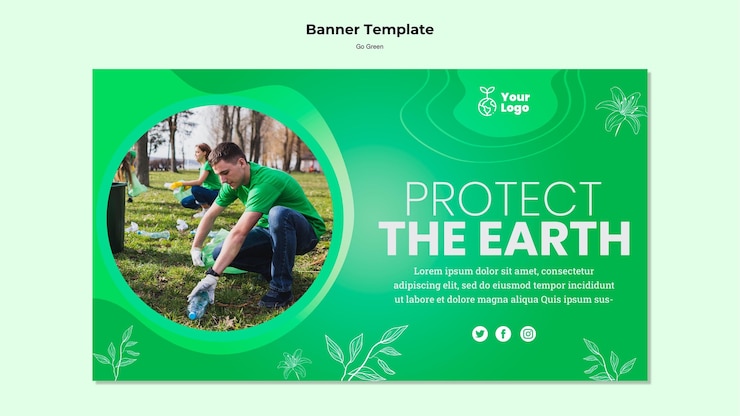 PSD gratuit protégez le modèle de bannière de la terre