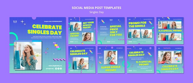 PSD gratuit publication instagram de célébration de la journée des célibataires