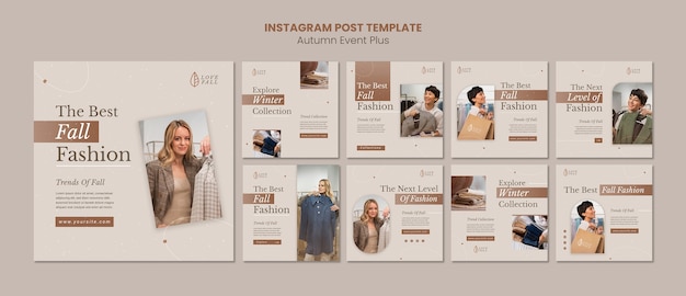 PSD gratuit publication instagram d'un événement de mode d'automne minimal