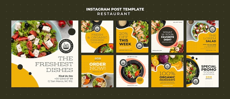 PSD gratuit publication instagram de restaurant de cuisine dynamique