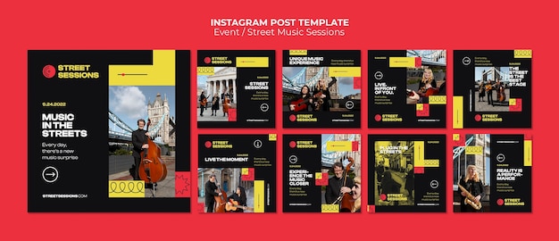 PSD gratuit publication instagram des sessions de musique de rue