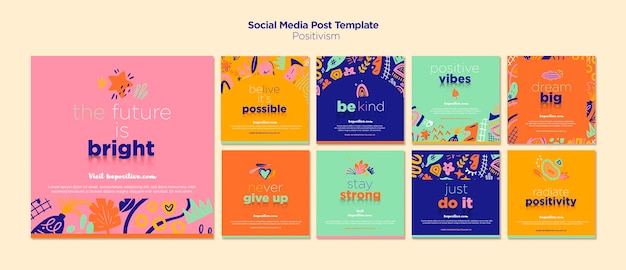 Publication de médias sociaux avec concept de positivisme