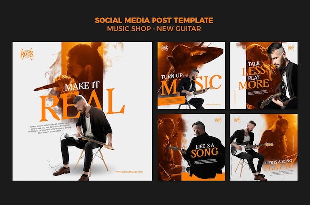 PSD gratuit publication sur les médias sociaux du magasin de musique