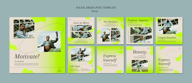 Publication de médias sociaux néon concept de diversité