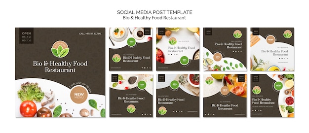 PSD gratuit publication sur les médias sociaux d'un restaurant d'aliments sains
