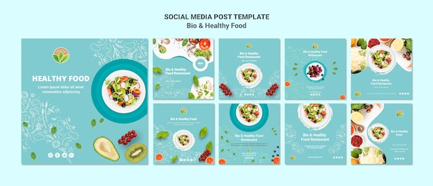 PSD gratuit publication sur les médias sociaux d'un restaurant d'aliments sains