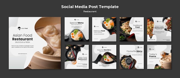 PSD gratuit publication sur les médias sociaux d'un restaurant de cuisine asiatique