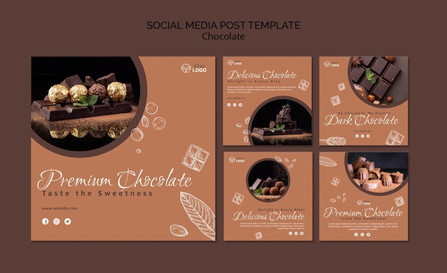 PSD gratuit publication sur les réseaux sociaux de chocolat premium
