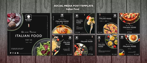 PSD gratuit publication sur les réseaux sociaux de la cuisine italienne