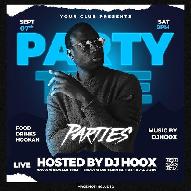 publication sur les réseaux sociaux du flyer du club dj party