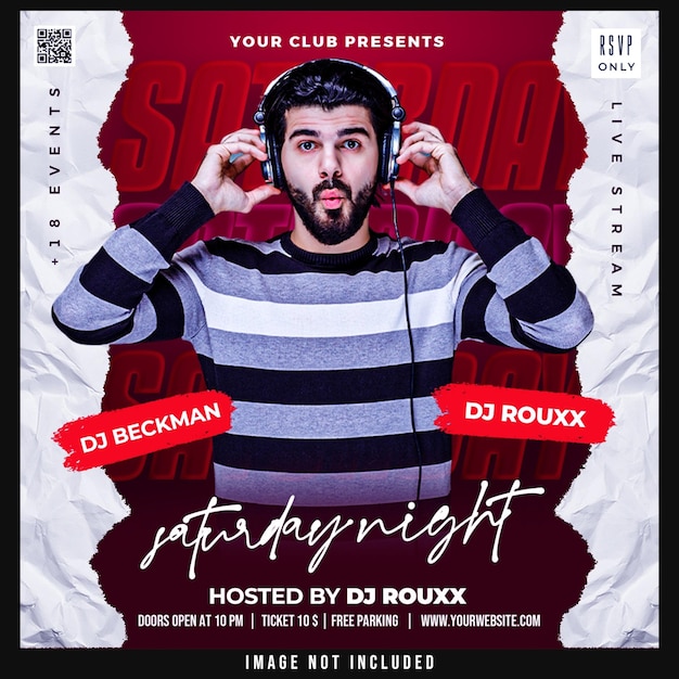 PSD gratuit publication sur les réseaux sociaux du flyer du club dj party