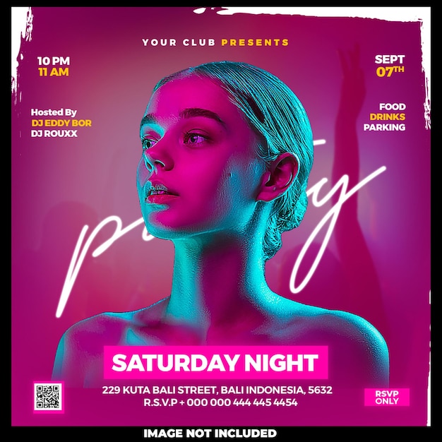 PSD gratuit publication sur les réseaux sociaux du flyer du club dj party