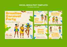 PSD gratuit publication sur les réseaux sociaux de la fête du carnaval brésilien