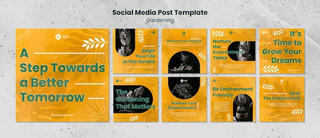 PSD gratuit publication sur les réseaux sociaux de passe-temps de jardinage botanique